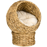 Panier chat lit surélevé chat cosy niche grotte à chat grand confort dim. 40L x 37l x 51H cm coussin moelleux beige inclus