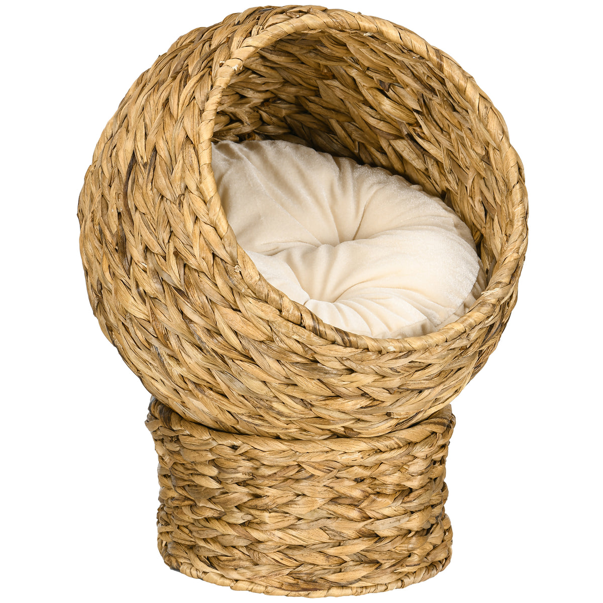 Panier chat lit surélevé chat cosy niche grotte à chat grand confort dim. 40L x 37l x 51H cm coussin moelleux beige inclus