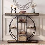 Tavolo Consolle da Ingresso Mobile da Ingresso Industriale 6 Ripiani Piano da 4cm 100 x 30 x 81,5cm Marrone Rustico