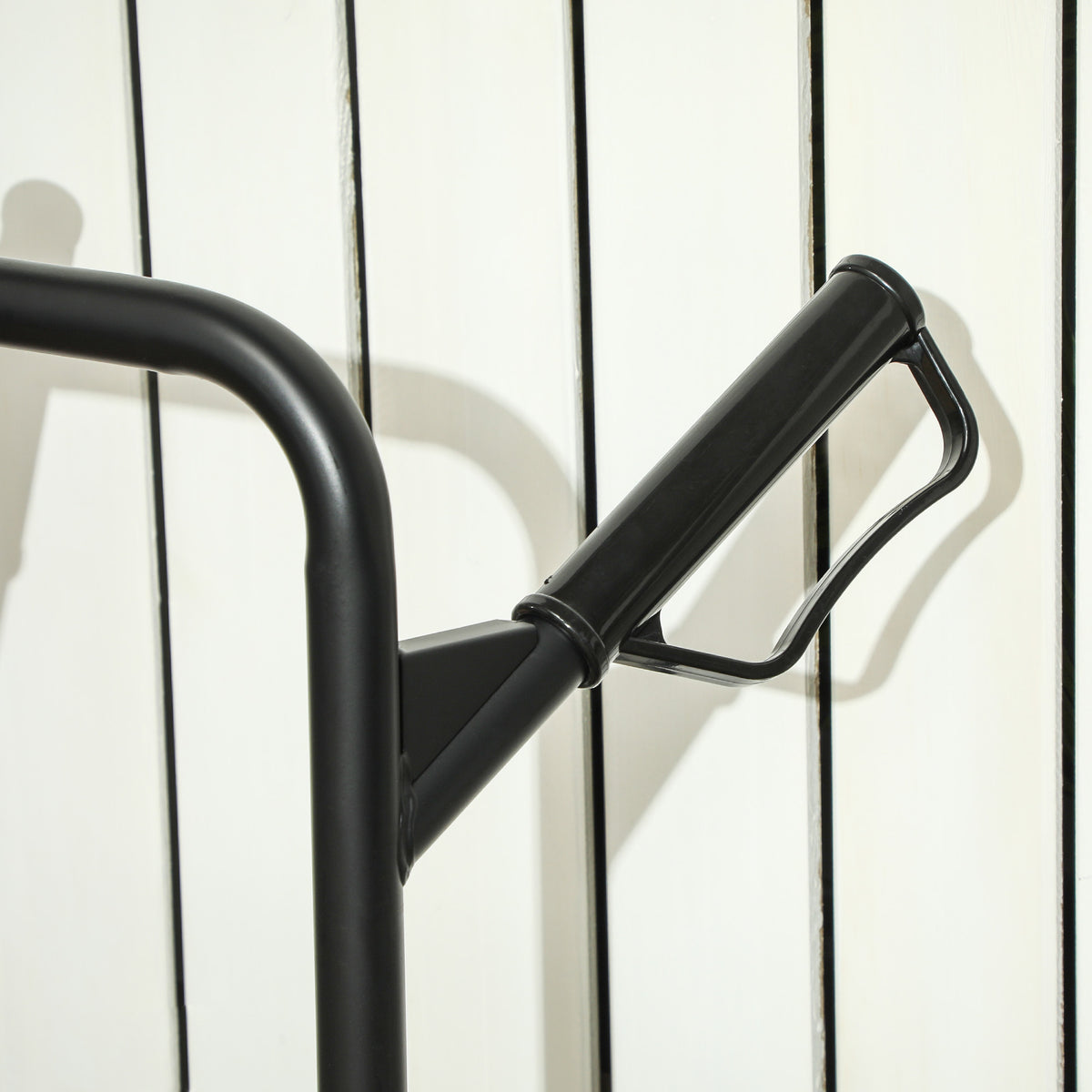 Klappbare Treppensackkarre 120 kg mit 6 Rädern, Stahl-Transportkarre mit Spanngurten, 44x67x106,5 cm, schwarz