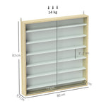 Vitrine pour collection vitrine murale 80 x 9,5 x 83 cm 6 étagères réglables en hauteur 2 portes coulissantes en verre