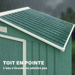 Abri de Jardin 2,42 m² - Remise pour Outils avec kit de fondation - cabanon Porte verrouillable - dim. 213L x 130l x 185H cm - tôle d'acier Vert