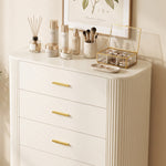 Cassettiera a 5 cassetti, mobile contenitore con frontali scanalati e piedini in metallo, stile moderno, 90x44x120 cm, grigio chiaro