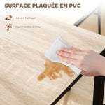Ensemble table à manger 5 pièces avec 4 chaises lateau MDF coloris bois de chêne châssis métal noir