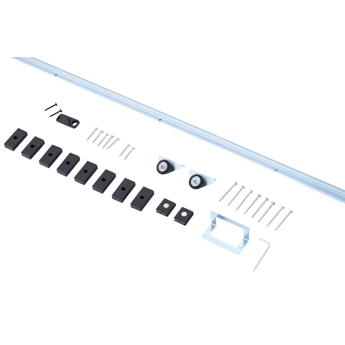 Kit complet porte coulissante 4 x 93 cm (p x l): rail, roulettes, visserie