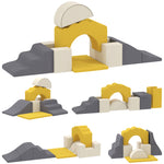 Parcours motricité bébé blocs mousse éducatifs modulables 7 pièces housse lavable en velours base antidérapante jaune