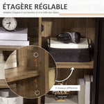 Ensemble Buffet Bibliothèque et Meuble TV Industriel 2 Passe-Fils Multi-rangement Aspect Bois veinage Portes métal Noir