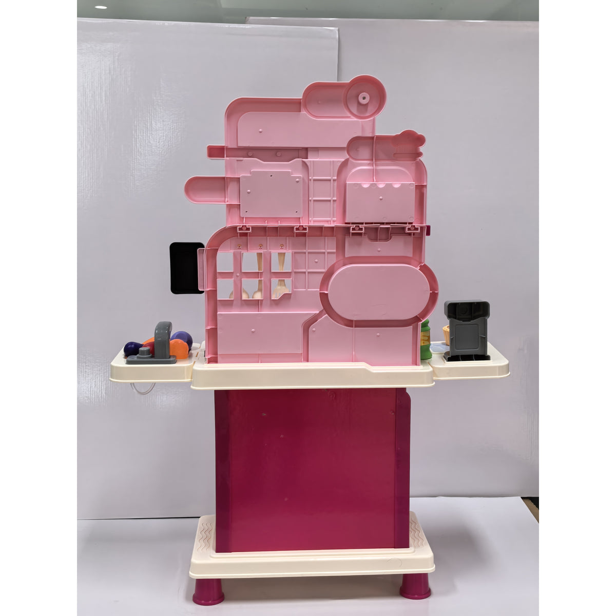 Cuisine pour Enfants Interactive, 33 Accessoires, avec Sons, Lumières, Rangement, 3-6 Ans, 67x25x87cm, Rose