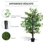 Arbre Artificiel Plante Artificielle ficus H.1,45 m Tronc Branches Liane Lichen Feuilles Grand réalisme Pot Inclus