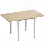 Table à manger pliante pour 2 à 6 personnes 74-134 cm, table de cuisine avec 2 abattants, pieds en acier, bois naturel