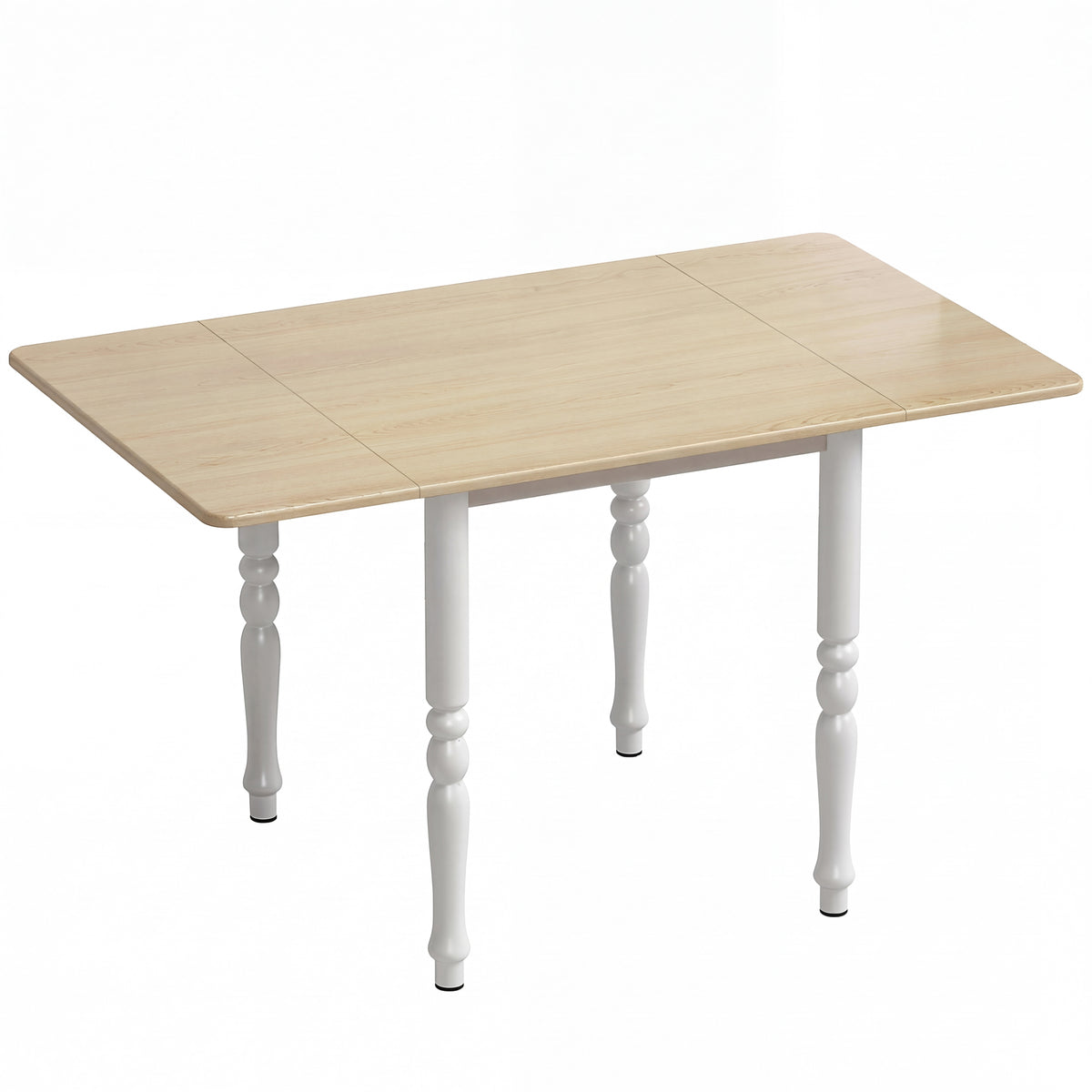 Table à manger pliante pour 2 à 6 personnes 74-134 cm, table de cuisine avec 2 abattants, pieds en acier, bois naturel