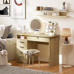Bureau moderne avec 5 tiroirs, grand plateau, 1 compartiment ouvert, tiroir verrouillable, 110 x 50 x 76cm, chêne