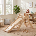 Triangle d'escalade, 3 en 1 en bois pour grimper et glisser, charge max. 50 kg, pour 18-48 mois, bois naturel