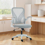 Chaise bureau ergonomique, fauteuil de bureau maille, dossier rabattable, accoudoirs relevables, 73x62x101-111cm, gris