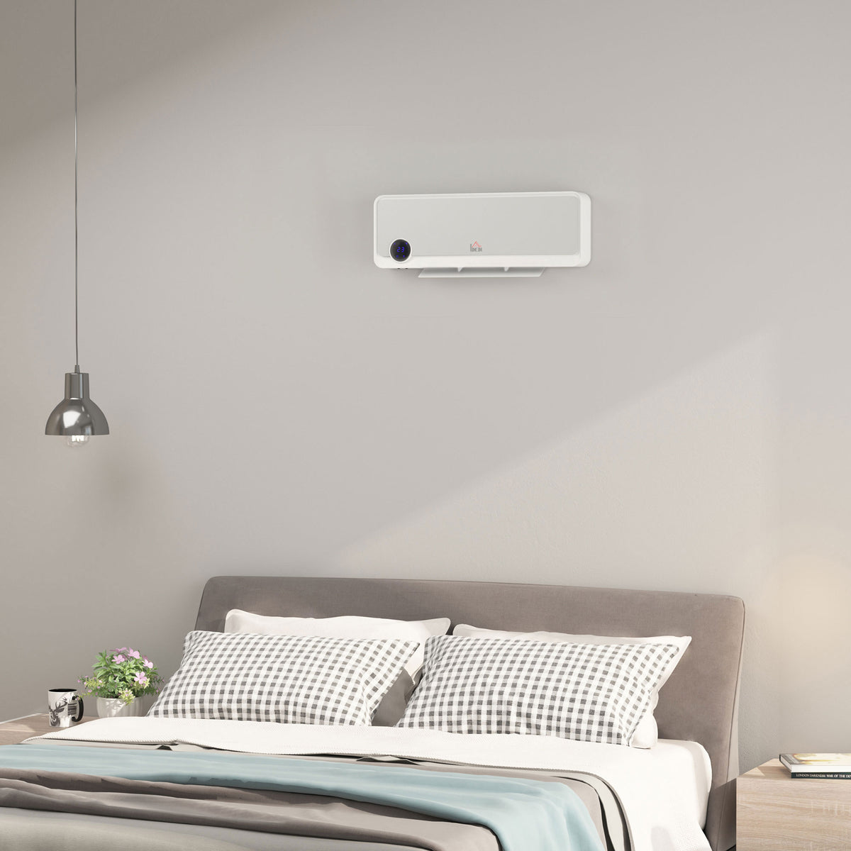 Oscillerende wandventilator 2000 W - PTC-keramische verwarming - 3 vermogensstanden - afstandsbediening inbegrepen wit zilver