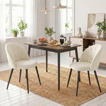 Lot de 2 chaises de salle à manger, chaises de cuisine rembourrées sans accoudoirs, pieds en acier, 52x55x79cm, crème