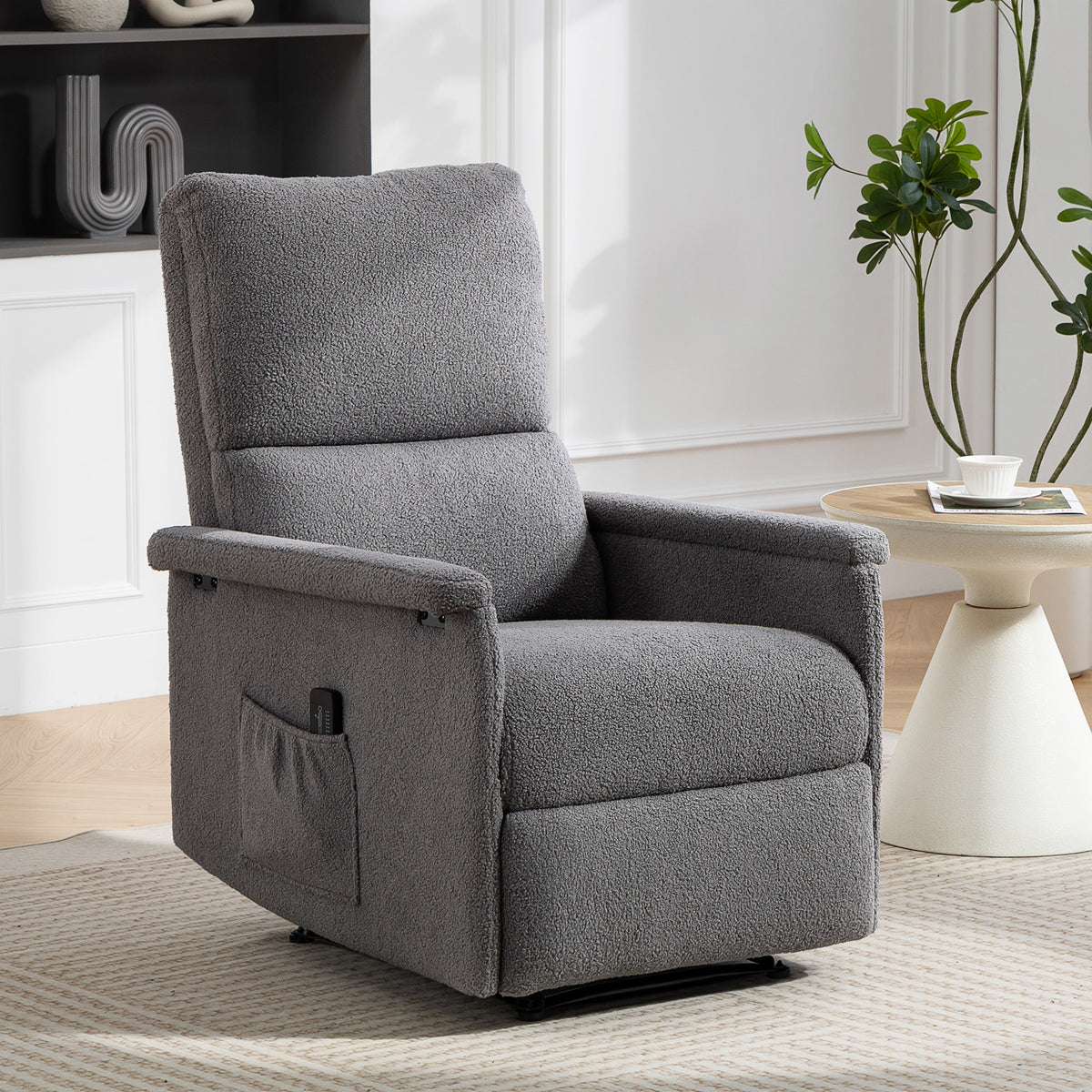 Sillón de masaje reclinable, sillón de relax, respaldo ajustable, asiento amplio, reposapiés, 69x84x99cm, gris