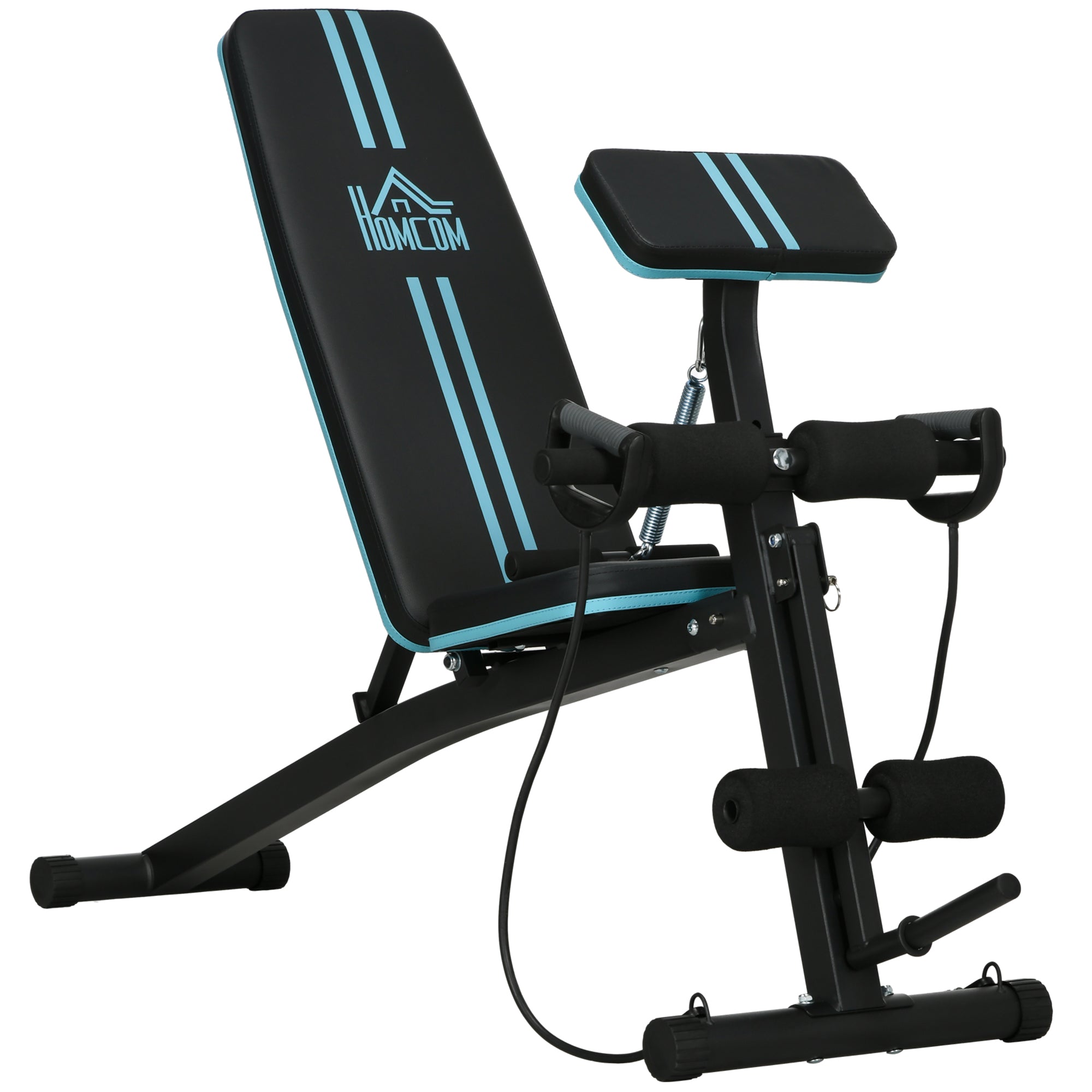 Klappbare, neigungsverstellbare Hantelbank mit Beinstrecker, Stahl, 54 × 160 × 106 cm, Schwarz-Blau