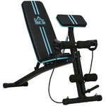 Banc de musculation pliable inclinable, banc réglable avec extenseur des jambes, acier, 54 x 160 x 106 cm, noir bleu