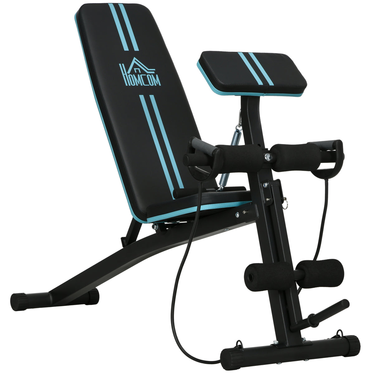Banc de musculation pliable inclinable, banc réglable avec extenseur des jambes, acier, 54 x 160 x 106 cm, noir bleu