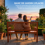 Banc de Jardin Banc Extérieur 2 Places avec Housse Imperméable et Dossier Ergonomique Bois Marron Clair