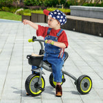 Tricycle enfants avec sonnette et panier selle réglable avec dossier - pour enfant de 2 à 5 ans noir