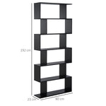 Bibliothèque étagère Zig zag Design Contemporain 80L x 23l x 192H cm 6 Niveaux Noir