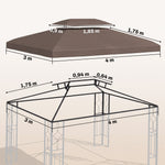 Toldo de repuesto para cenador marrón 3 x 4 m