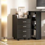 Caisson de bureau rangement sur roulettes 4 tiroirs coulissants en bois  40 x 36 x 65 cm noir
