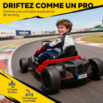 Kart Électrique pour Enfants 24 V, Go Kart, Moteur 2 x 150W, Mode Drift, Siège Réglable, Démarrage Progressif, Rouge