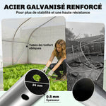 Serre tunnel de jardin 12 m², serre de jardin tunnel avec porte et 8 fenêtres, bâche PE 140 g/m² 400 x 200 x 200cm blanc