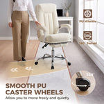 Chaise Bureau Ergonomique, Fauteuil de Bureau Inclinable en Chenille, Hauteur Réglable, Repose-Pieds, Crème