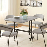 Table à Manger Pliante sur Roulettes pour 4-6 Personnes 120 cm, Roues avec Freins, 2 Abattants, Style Industriel, Gris