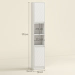 Meuble colonne salle de bain, meuble de rangement avec 2 portes, 2 compartiments ouverts, , 30 x 24 x 170 cm, blanc
