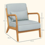 Fauteuil de salon avec cadre en bois massif fauteuil lounge - assise profonde - accoudoirs - lin synthétique gris clair