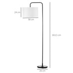 Lampadaire sur pied salon en métal noir moderne avec abat-jour câble de 180 cm 64 x 38 x 163,5 cm noir