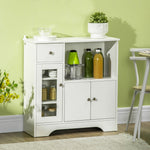 Buffet de cuisine moderne avec porte en verre, tiroir, grande niche et étagères réglables 80 x 30 x 82 cm blanc