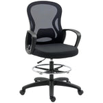 Chaise de bureau assise haute fauteuil de bureau en maille hauteur réglable pivotant avec repose-pied noir