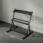 Support pour haltères à 3 niveaux, support de poids réglable en acier pour haltères, kettlebells, noir