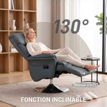 Draaibare relaxfauteuil, verstelbaar met voetensteun, tot 150 kg, voor woonkamer, slaapkamer, thuisbioscoop, grijs