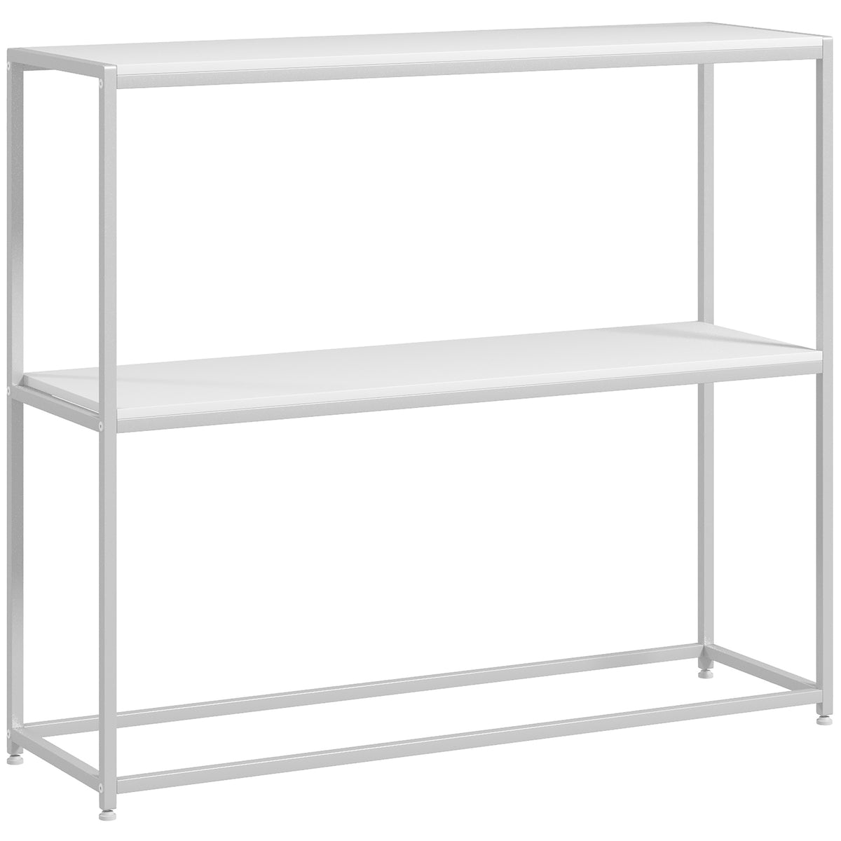 Table console en acier 2 étagères design moderne pour salon entrée couloir 100 x 30 x 87 cm blanc
