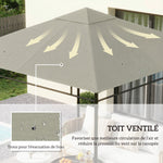 Toile de rechange pour pavillon tonnelle tente toit de remplacement gazebo de jardin polyester 180 g/m² 3 x 3 m gris