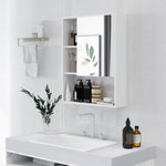 Armoire murale salle de bain avec miroir, meuble salle de bain, 5 compartiments et étagère réglable, 60x15x76cm, blanc