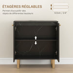 Buffet de rangement avec 2 portes et étagère réglable pieds en métal 76 x 35 x 77 cm ton marbre noir