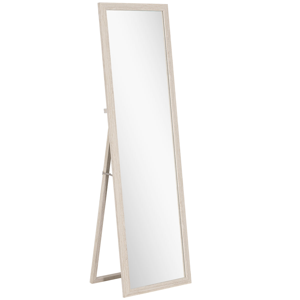 Miroir sur Pied Rectangulaire 160 x 50 cm, Cadre Texturé à Effet Pierre, Angle d'Inclinaison Réglable, Blanc