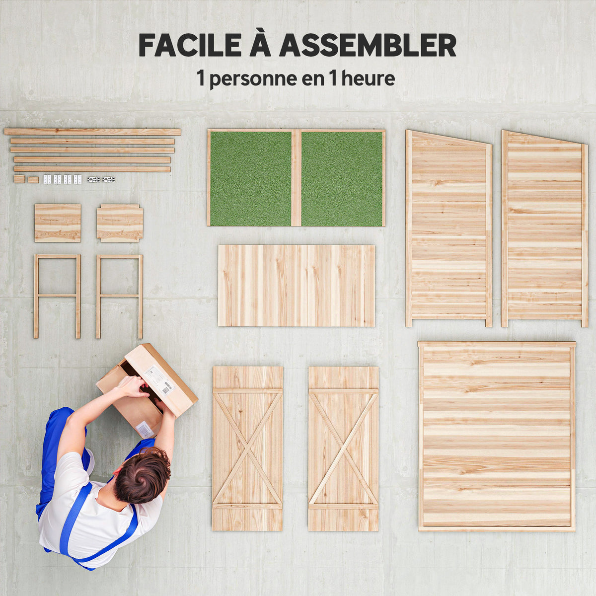 Abri de jardin en bois armoire de jardin en bois avec table, toit en asphalte, 140 x 75 x 157 cm, effet bois naturel