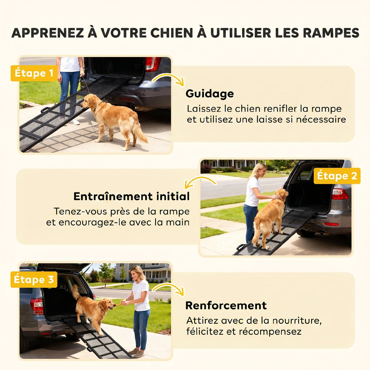 Rampe pour Chien Pliable en Acier, Escalier pour Chien avec Surface Antidérapante, Charge 180 kg, 191 x 50 x 4 cm, Noir