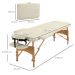 Lit/Table de Massage cosmetique Pliable en Bois 2 Zones crème