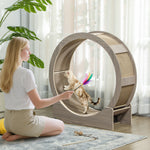 Roue d'exercice pour chat roue de course pour chat frein sécurisé et tapis de grattage amovible silencieux 91 cm marron