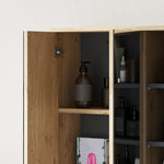 Armoire de salle de bain avec miroir armoire de toilette miroir mural 3 étagères ouverts 60 x 20 x 60 cm bois naturel